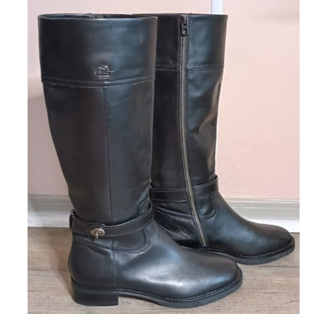 Coach Eva Skinny Calf Leather Riding Boots